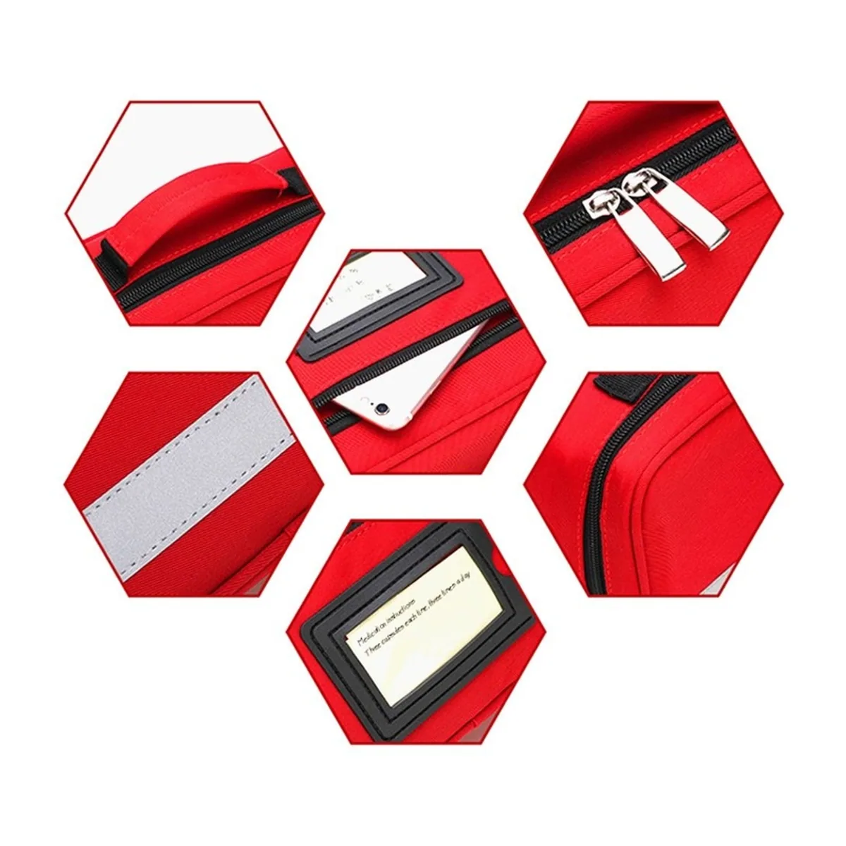 Red/Navy Blue emergency waist bags detail view 6 - SKU 06601