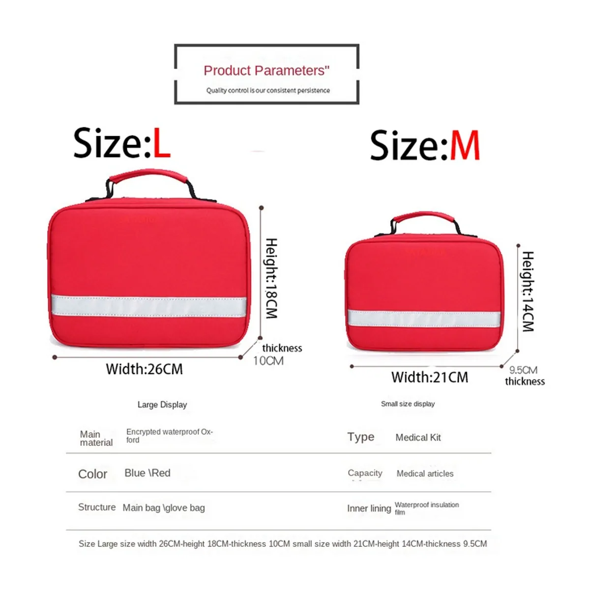 Red/Navy Blue emergency waist bags detail view 7 - SKU 06601