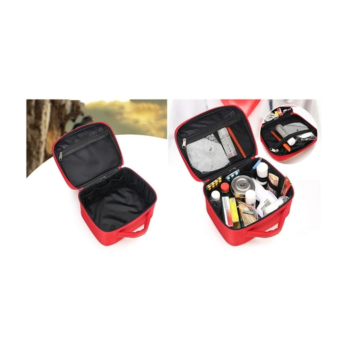 Red/Orange portable first aid bags detail view 4 - SKU 06603