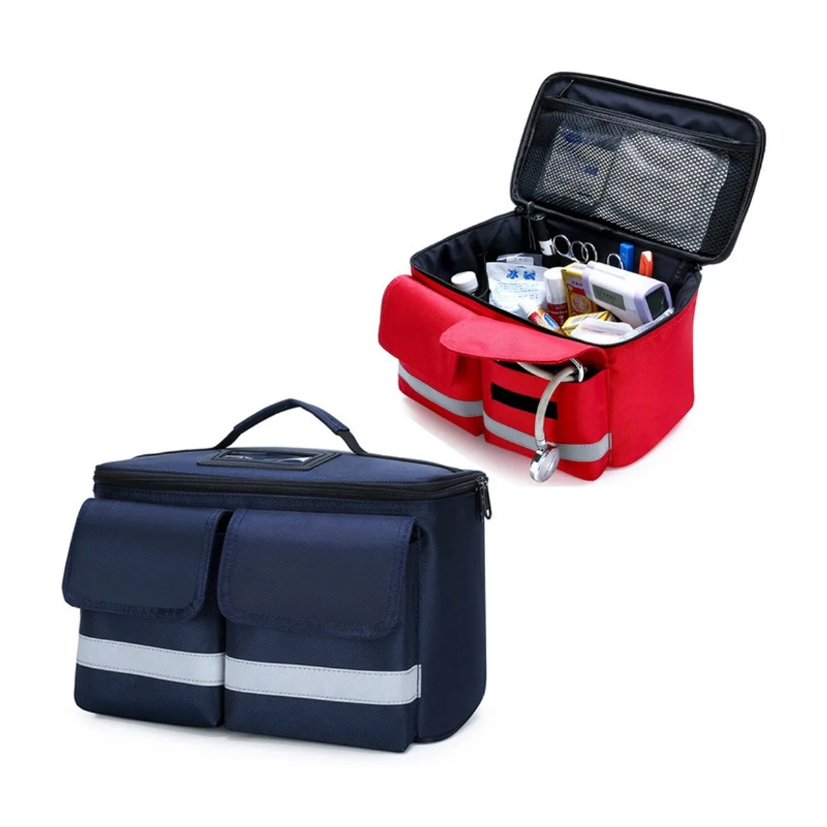 Red/Navy Blue emergency waist bags detail view 2 - SKU 06606