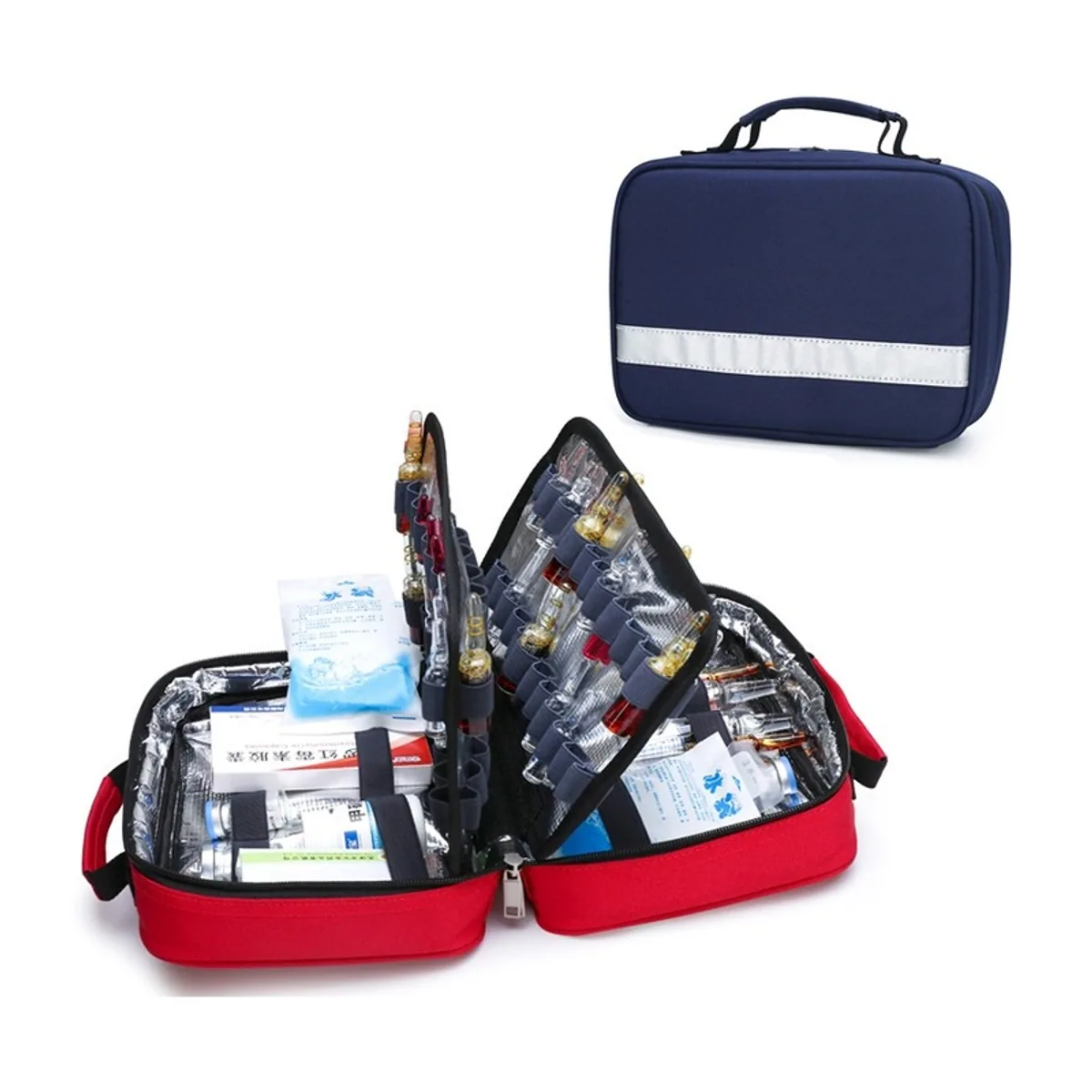 Red/Sky Blue/Navy Blue/Military Green portable first aid bags detail view 1 - SKU 06607