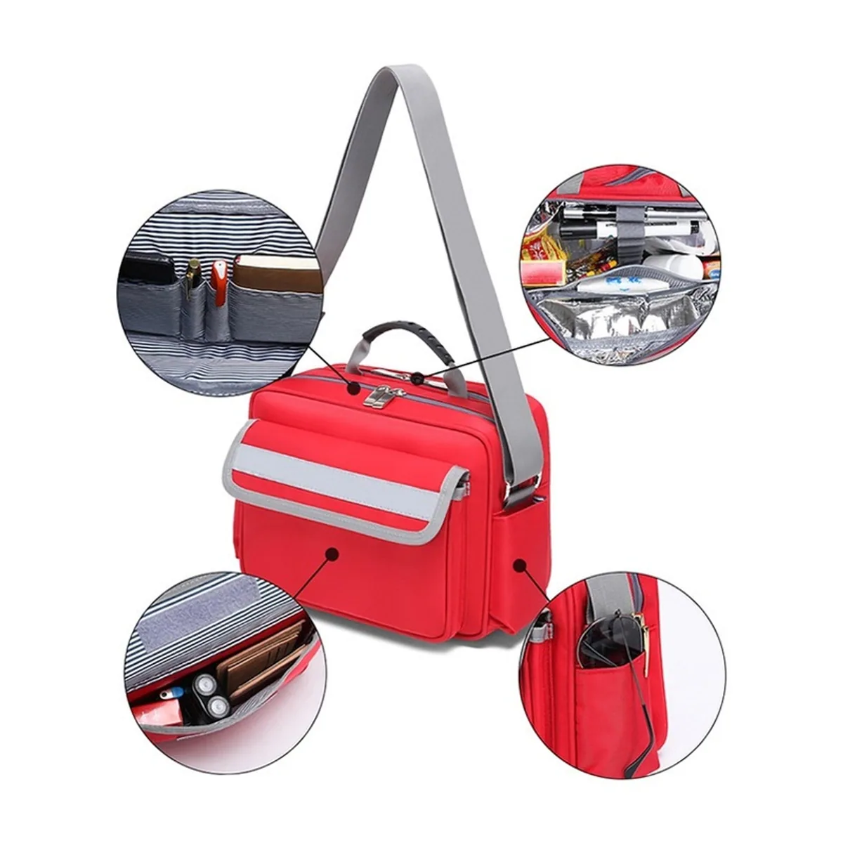Red/Navy Blue/Military Green emergency waist bags detail view 1 - SKU 06611