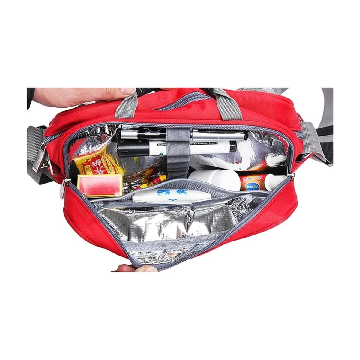 Red/Navy Blue/Military Green emergency waist bags detail view 7 - SKU 06611