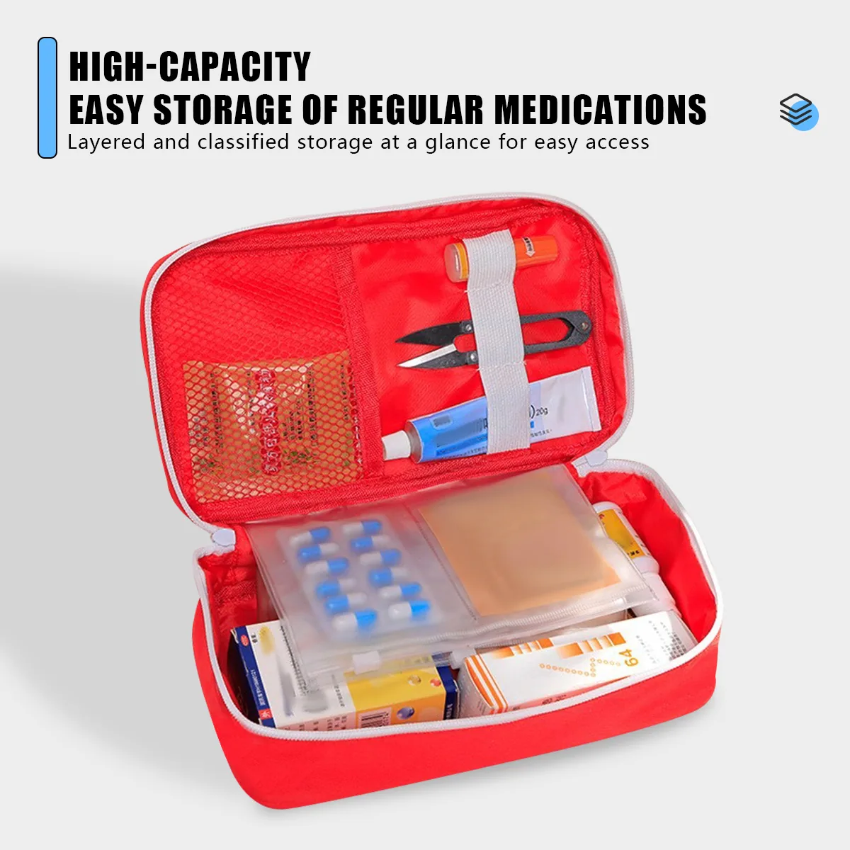 Red portable first aid bags detail view 1 - SKU 06615