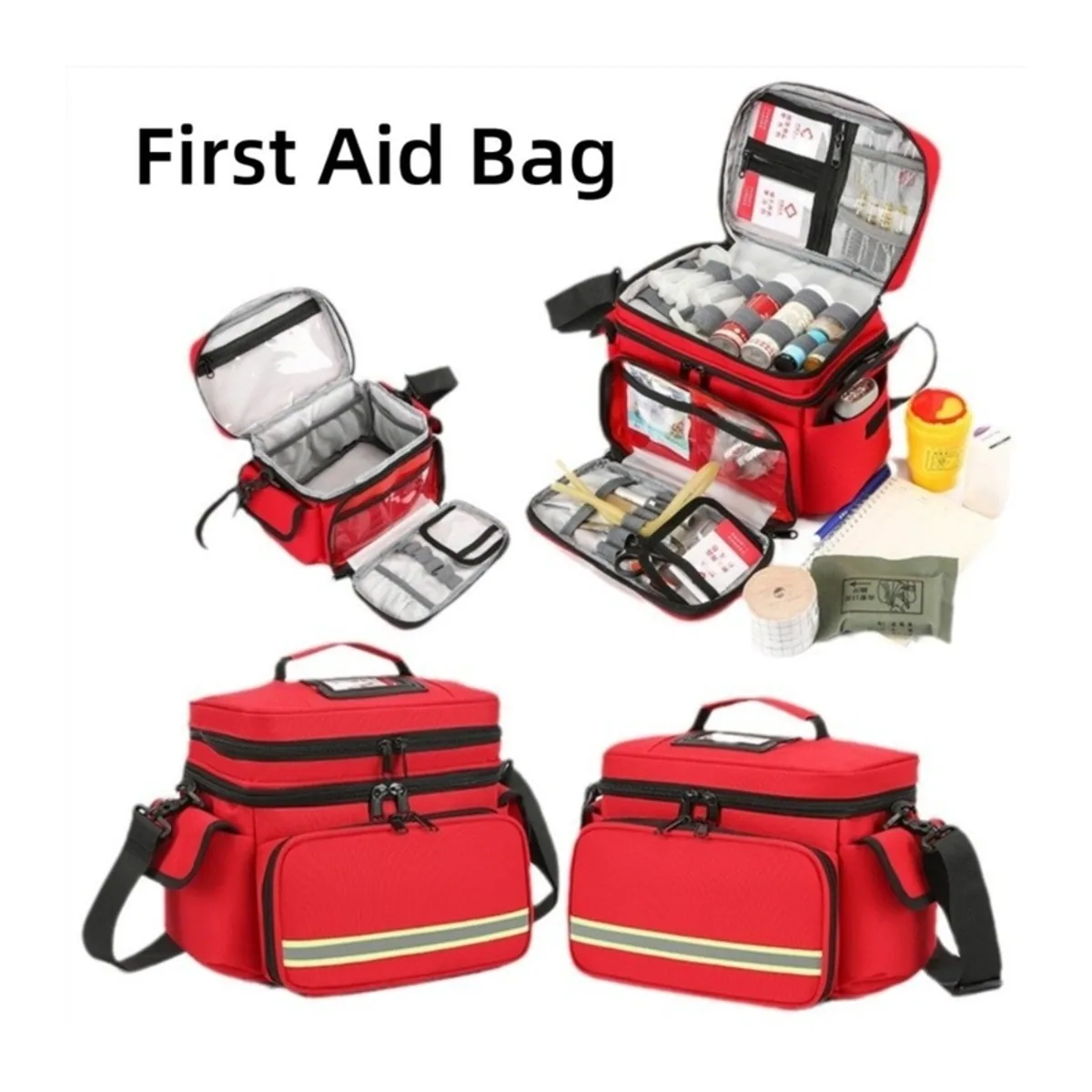 Red/Navy Blue/Black emergency waist bags detail view 2 - SKU 06616