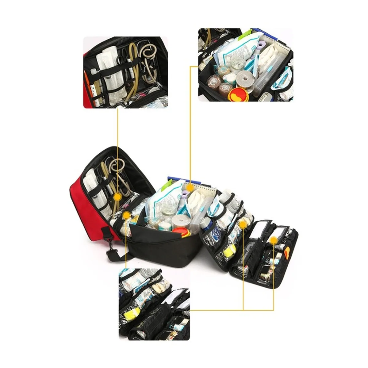 Red/Yellow/Military Green portable first aid bags detail view 1 - SKU 06618