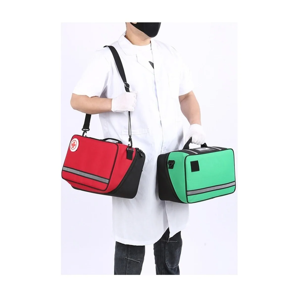 Red/Yellow/Military Green portable first aid bags detail view 3 - SKU 06618