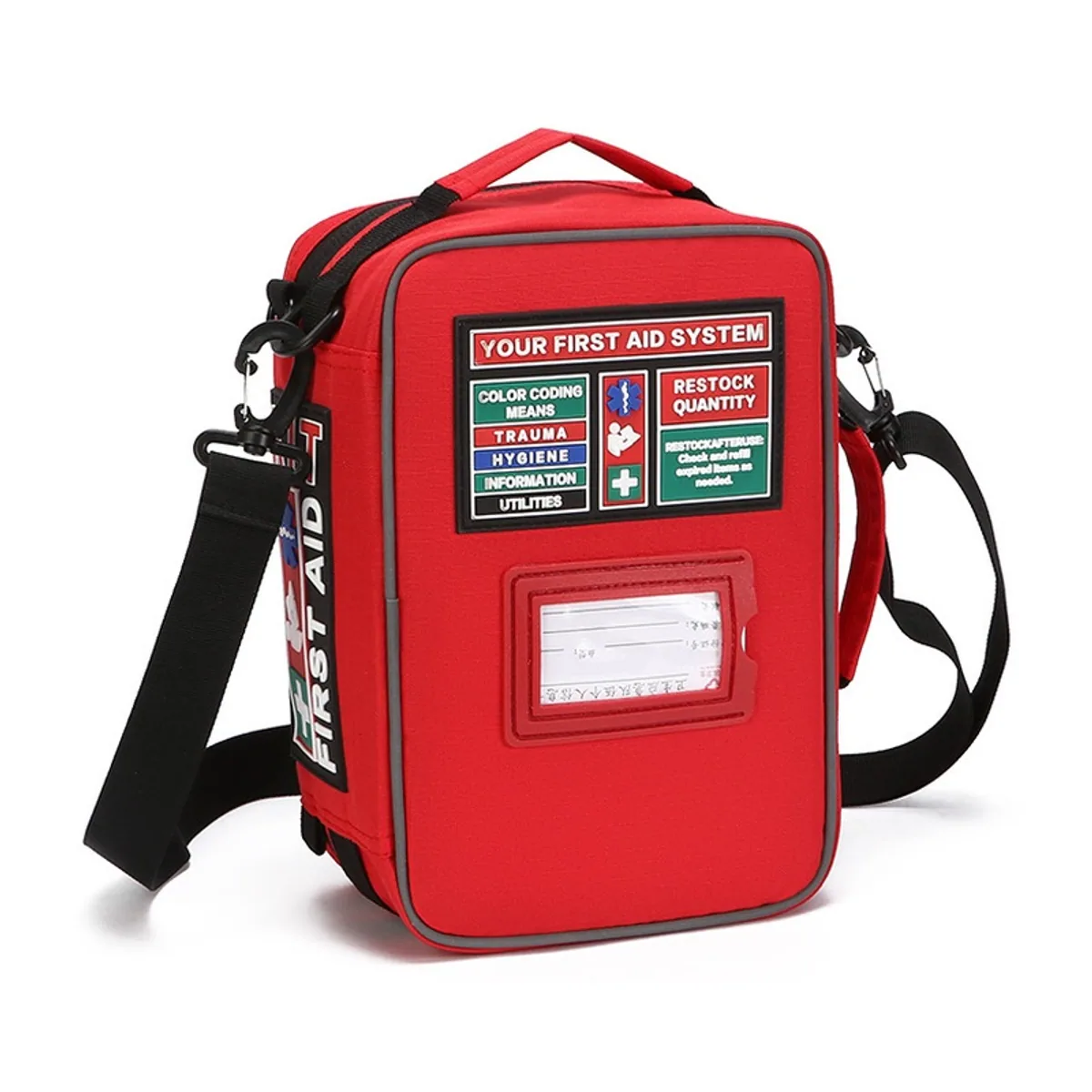 Red/Black/Military Green portable first aid bags detail view 2 - SKU 06619