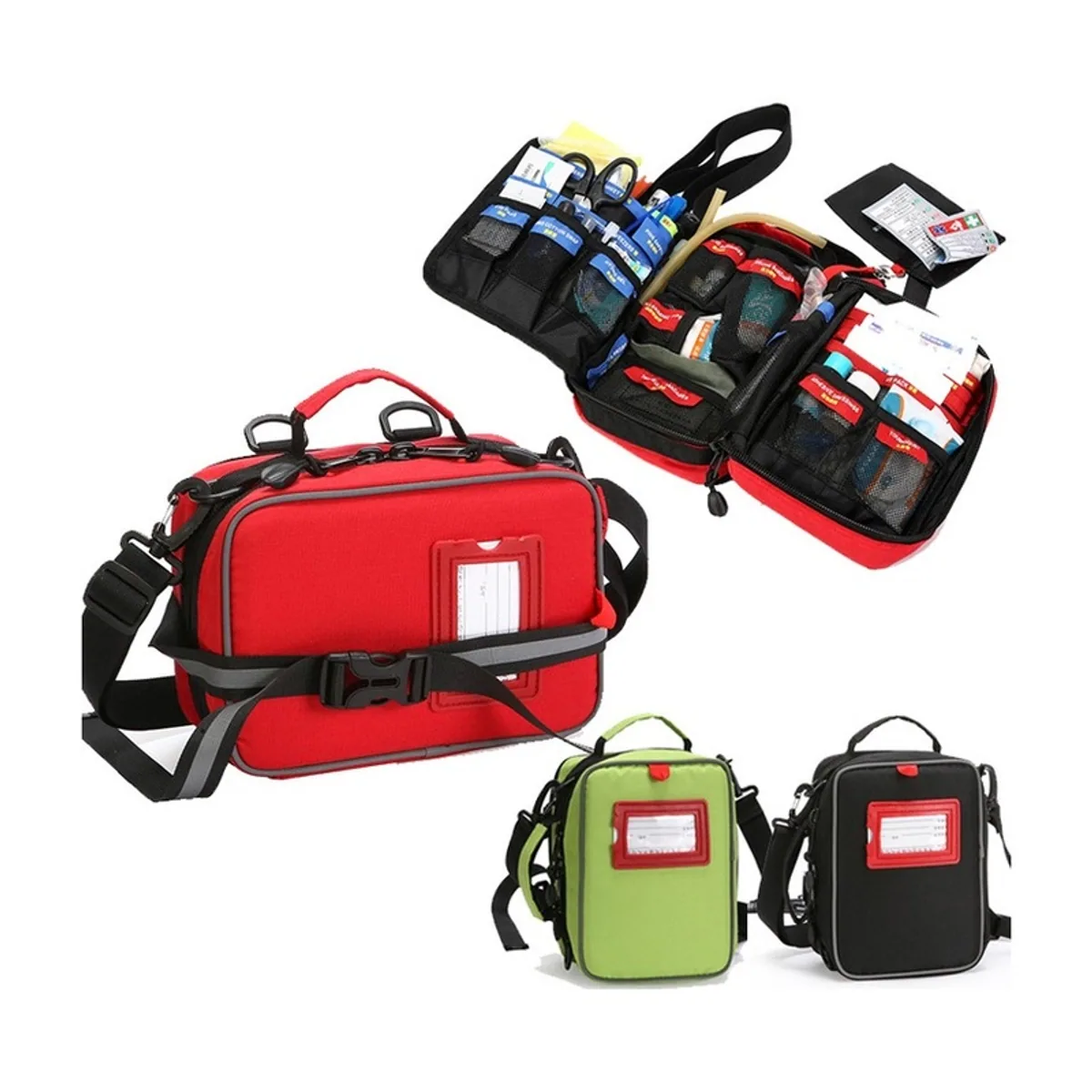 Red/Black/Military Green emergency waist bags detail view 4 - SKU 06622