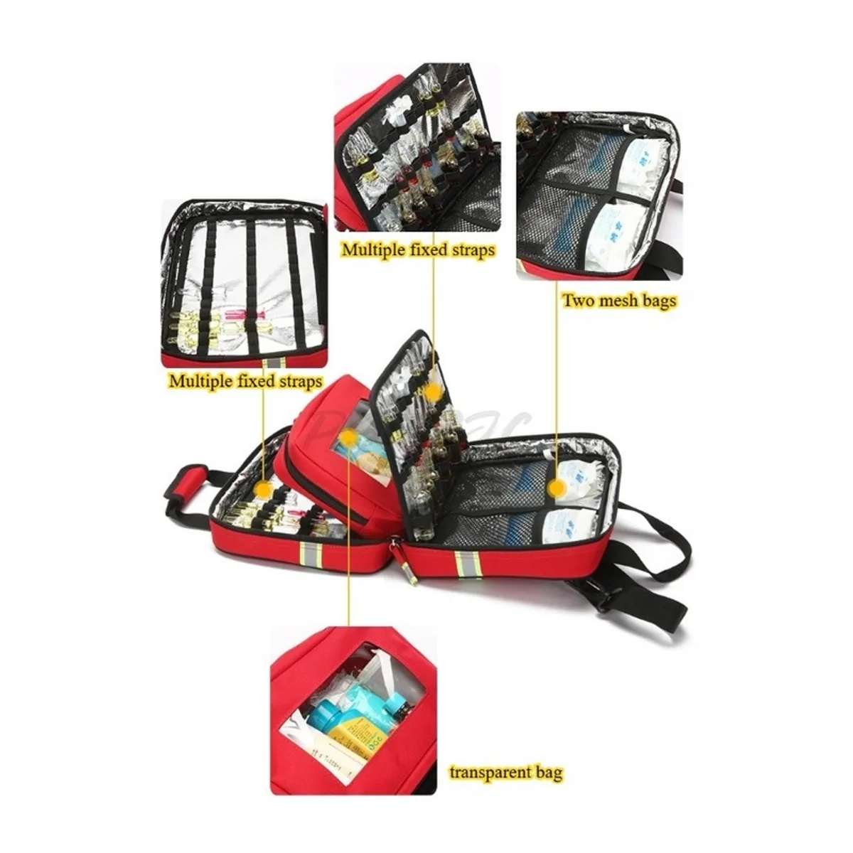 Red/Navy Blue portable first aid bags detail view 3 - SKU 06625