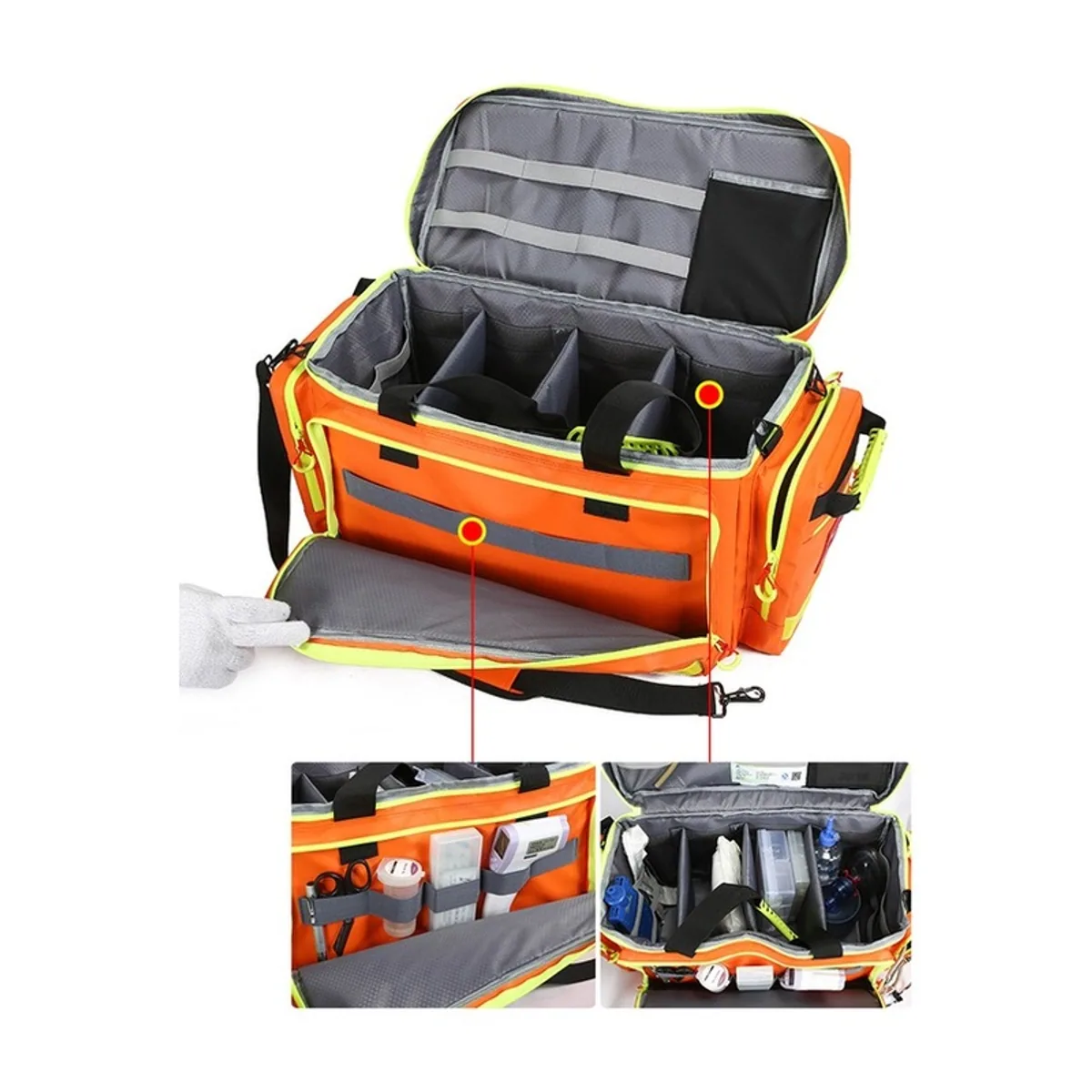Red/Orange/Royal Blue portable first aid bags detail view 3 - SKU 06629