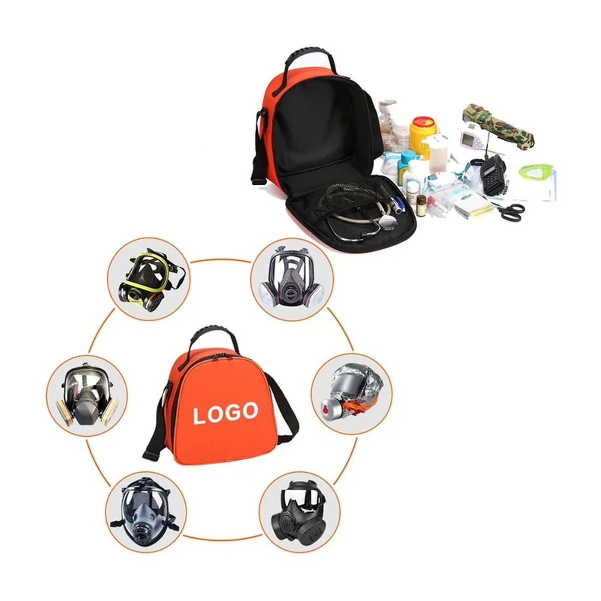 Orange waterproof pvc rescue bags detail view 4 - SKU 06640