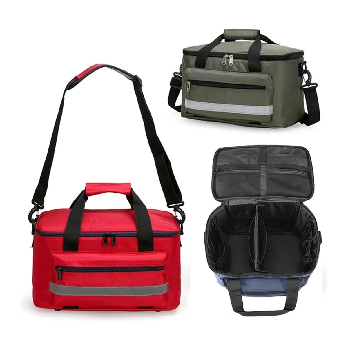 Red/Navy Blue/Military Green portable first aid bags detail view 4 - SKU 08801