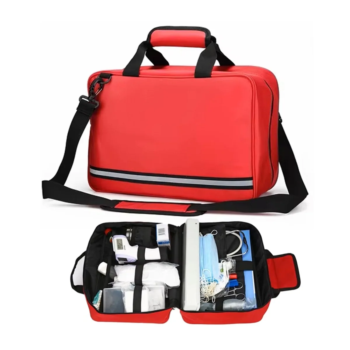 Red/Navy Blue/Military Green portable first aid bags detail view 5 - SKU 08802