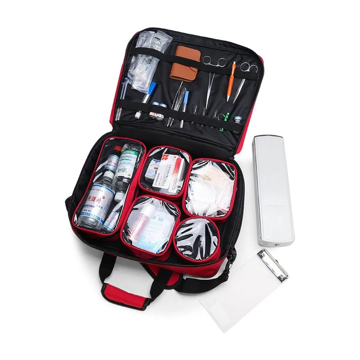 Red/Navy Blue/Military Green portable first aid bags detail view 2 - SKU 08804