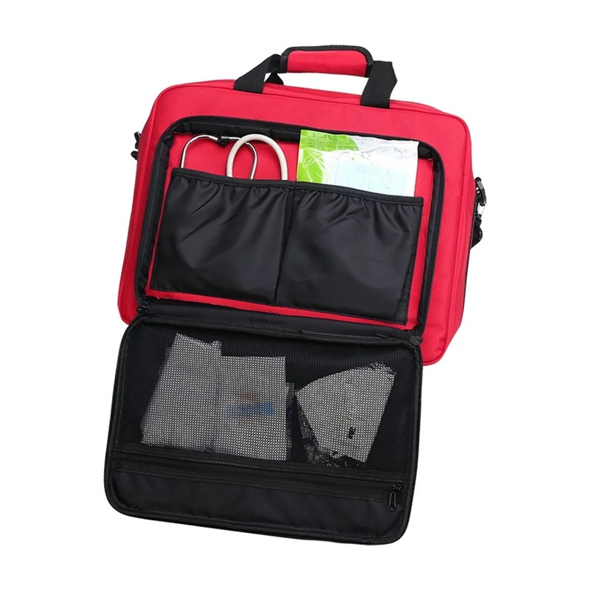 Red/Navy Blue/Military Green portable first aid bags detail view 3 - SKU 08804