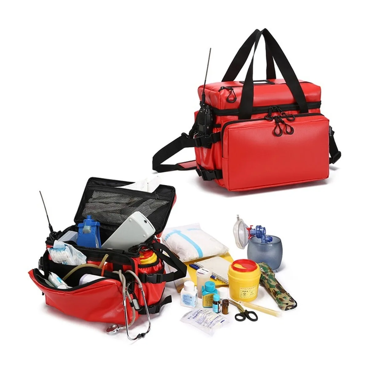 Red/Royal Blue waterproof pvc rescue bags detail view 4 - SKU 08808