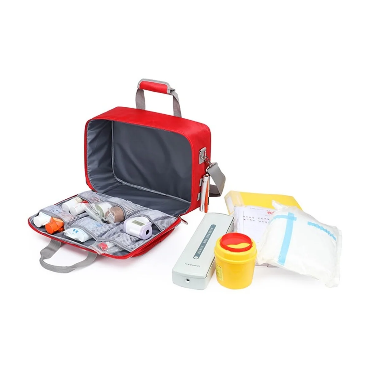 Red/Navy Blue portable first aid bags detail view 3 - SKU 08814
