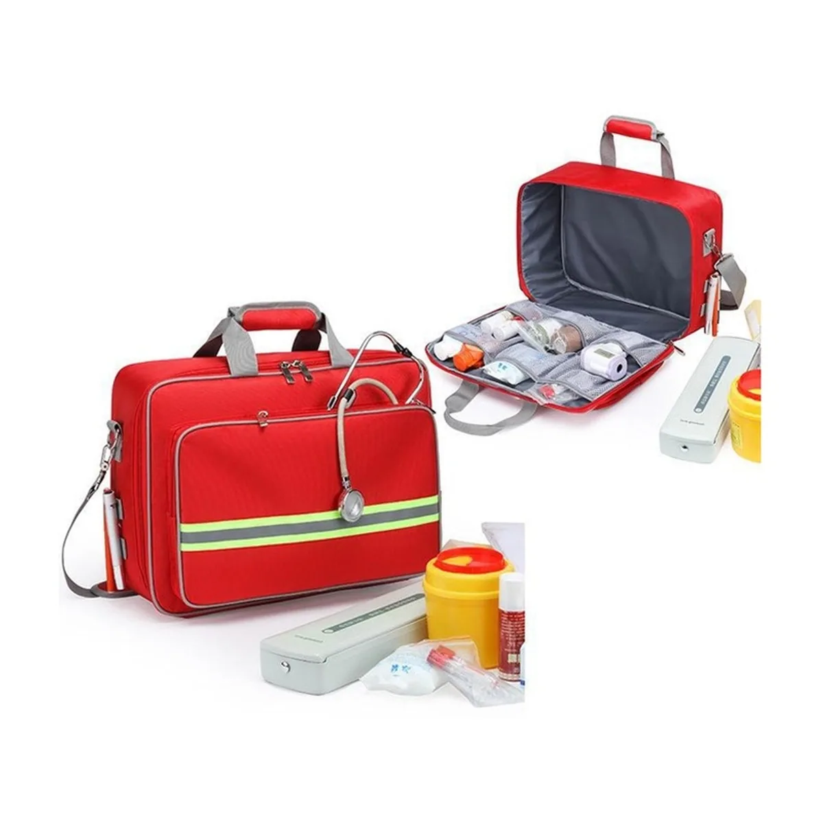 Red/Navy Blue portable first aid bags detail view 7 - SKU 08814