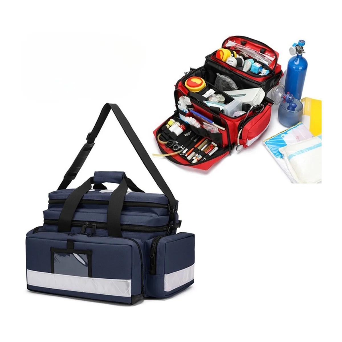 Red/Navy Blue portable first aid bags detail view 2 - SKU 08816