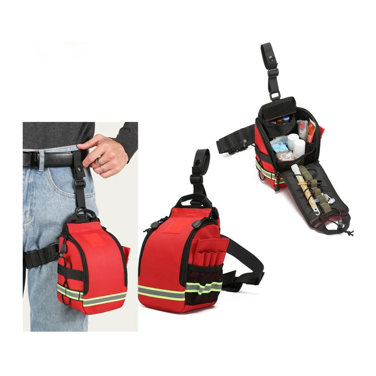 Red/Black emergency waist bags detail view 4 - SKU 08817