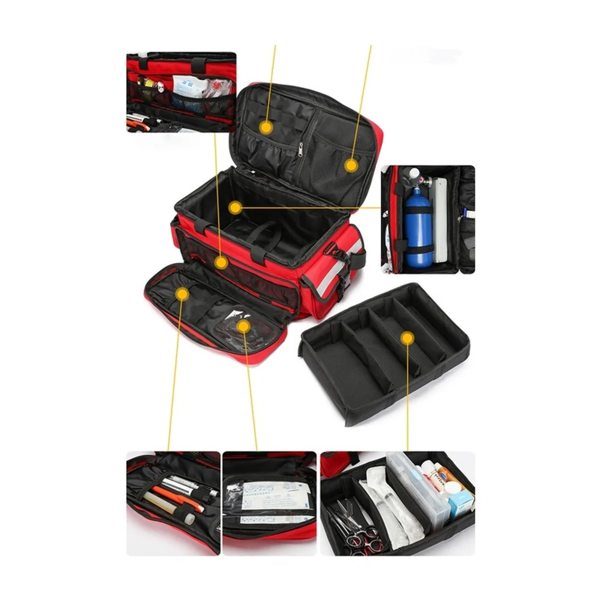 Red/Royal Blue/Military Green/Orange portable first aid bags detail view 4 - SKU 08818