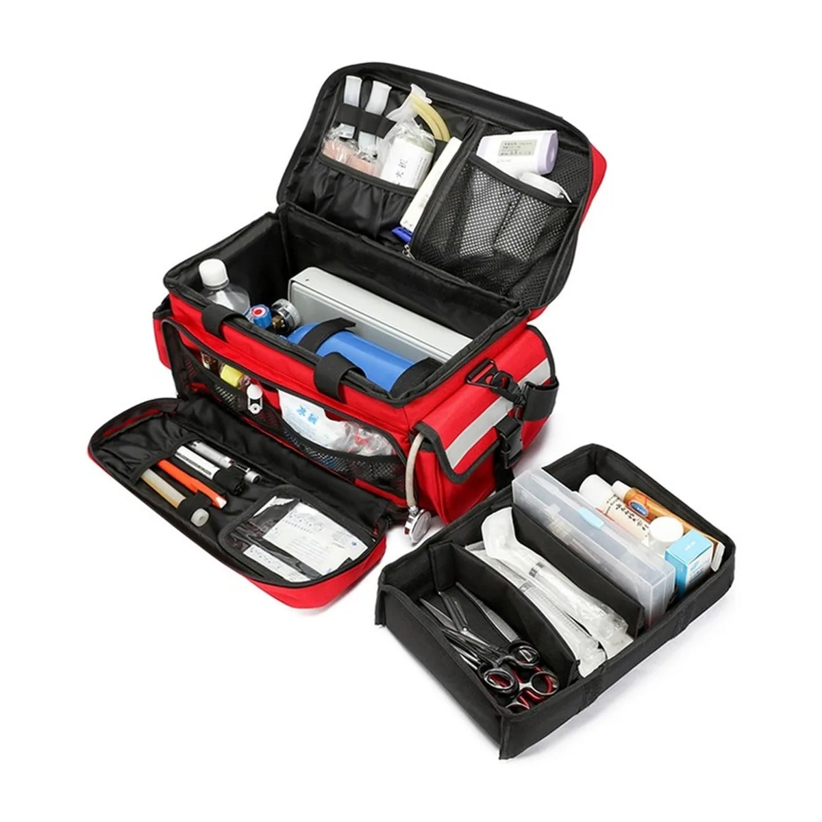 Red/Royal Blue/Military Green/Orange portable first aid bags detail view 7 - SKU 08818