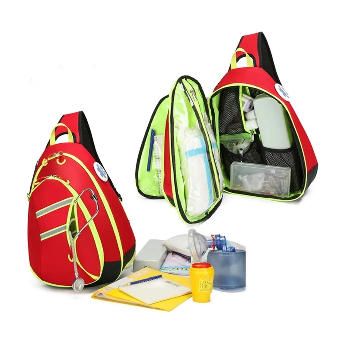 Red/Navy Blue portable first aid bags front view - SKU 08820