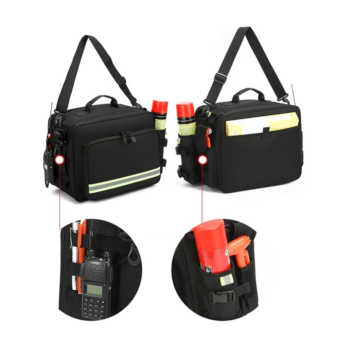 Black/Red/Orange portable first aid bags detail view 2 - SKU 08826