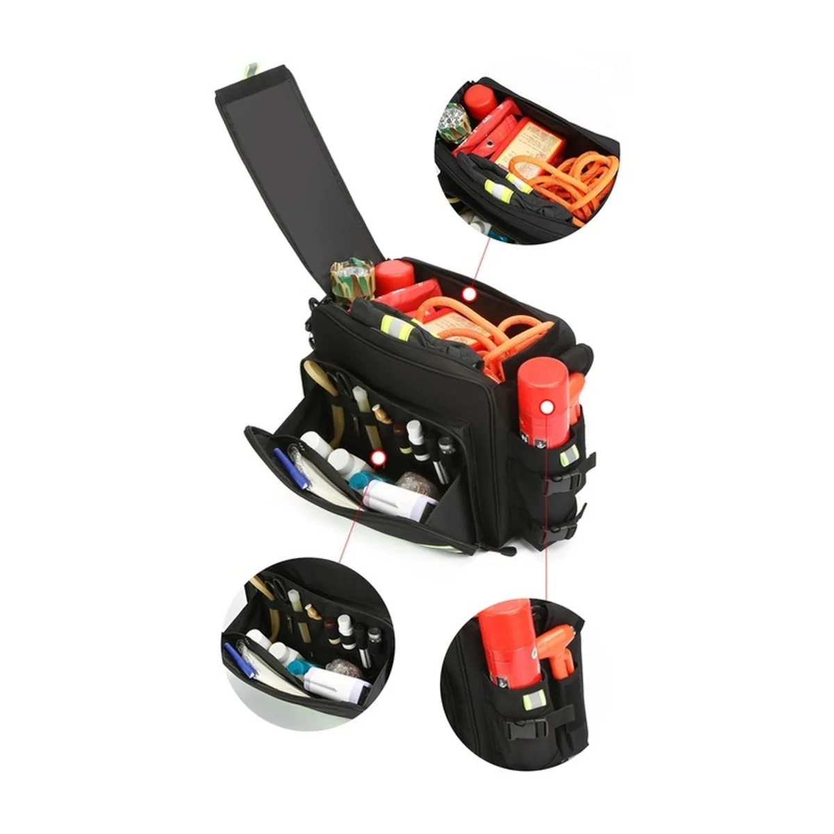 Black/Red/Orange portable first aid bags detail view 3 - SKU 08826