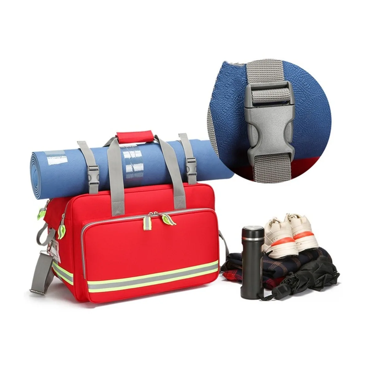 Red portable first aid bags detail view 2 - SKU 08831