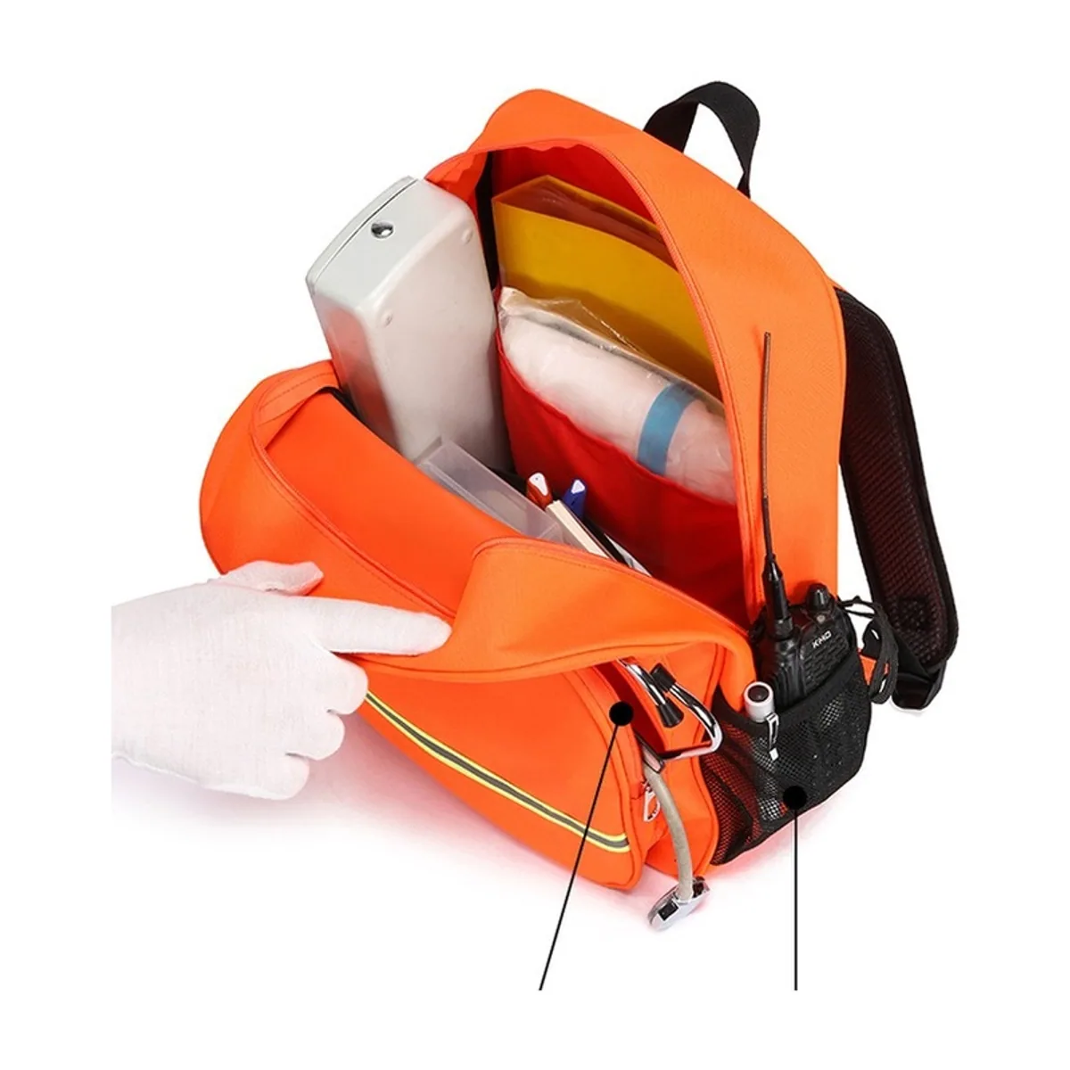 Red/Orange portable first aid bags detail view 2 - SKU 08833
