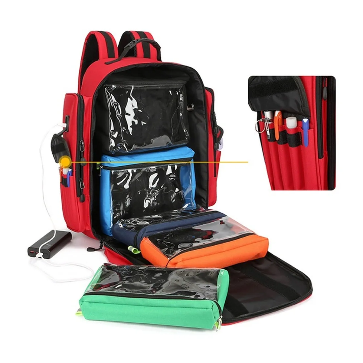 Red/Royal Blue/Military Green portable first aid bags detail view 2 - SKU 08835