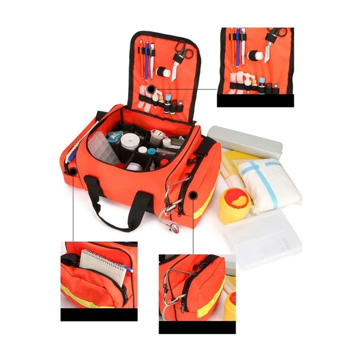Red/Orange portable first aid bags detail view 1 - SKU 08836