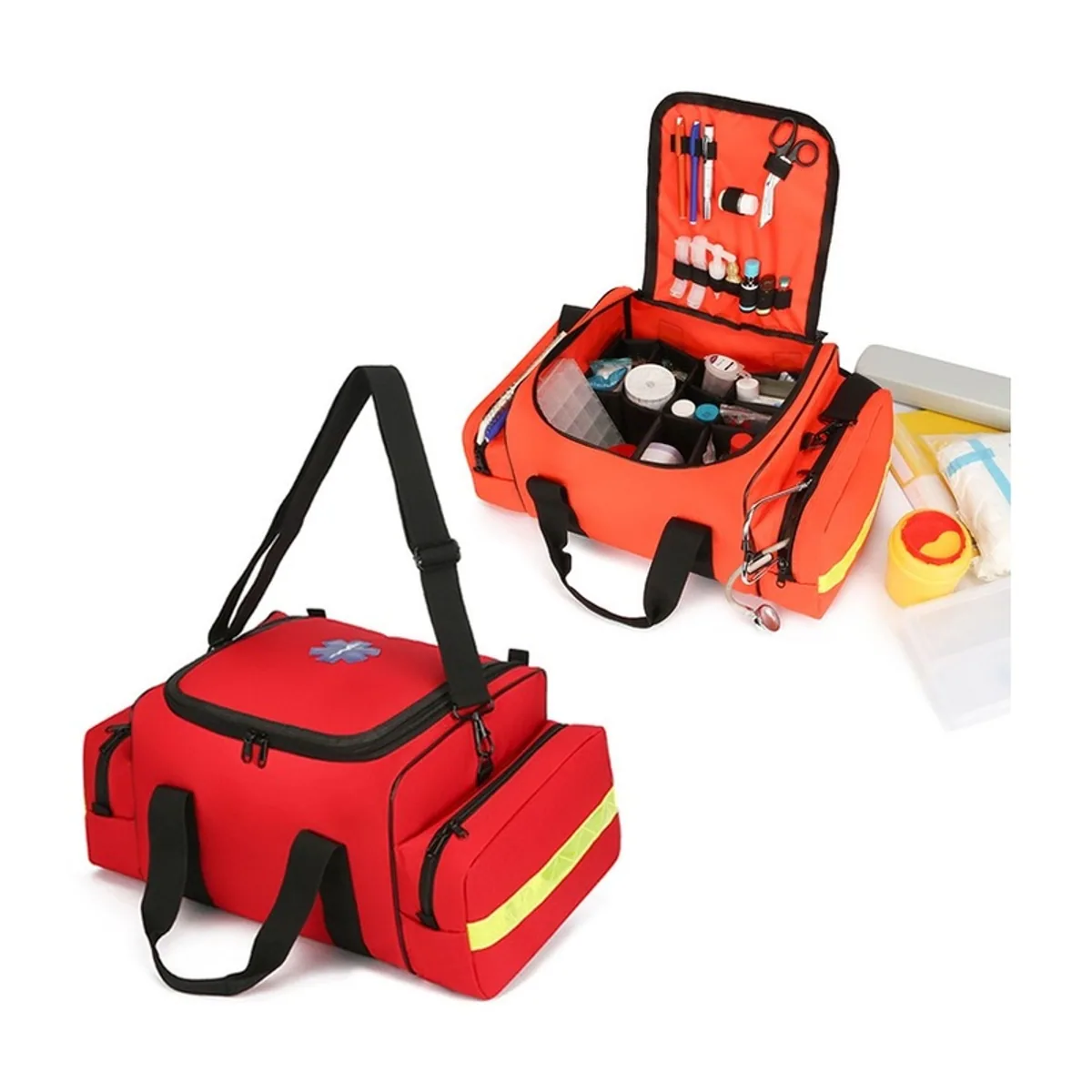 Red/Orange portable first aid bags detail view 2 - SKU 08836