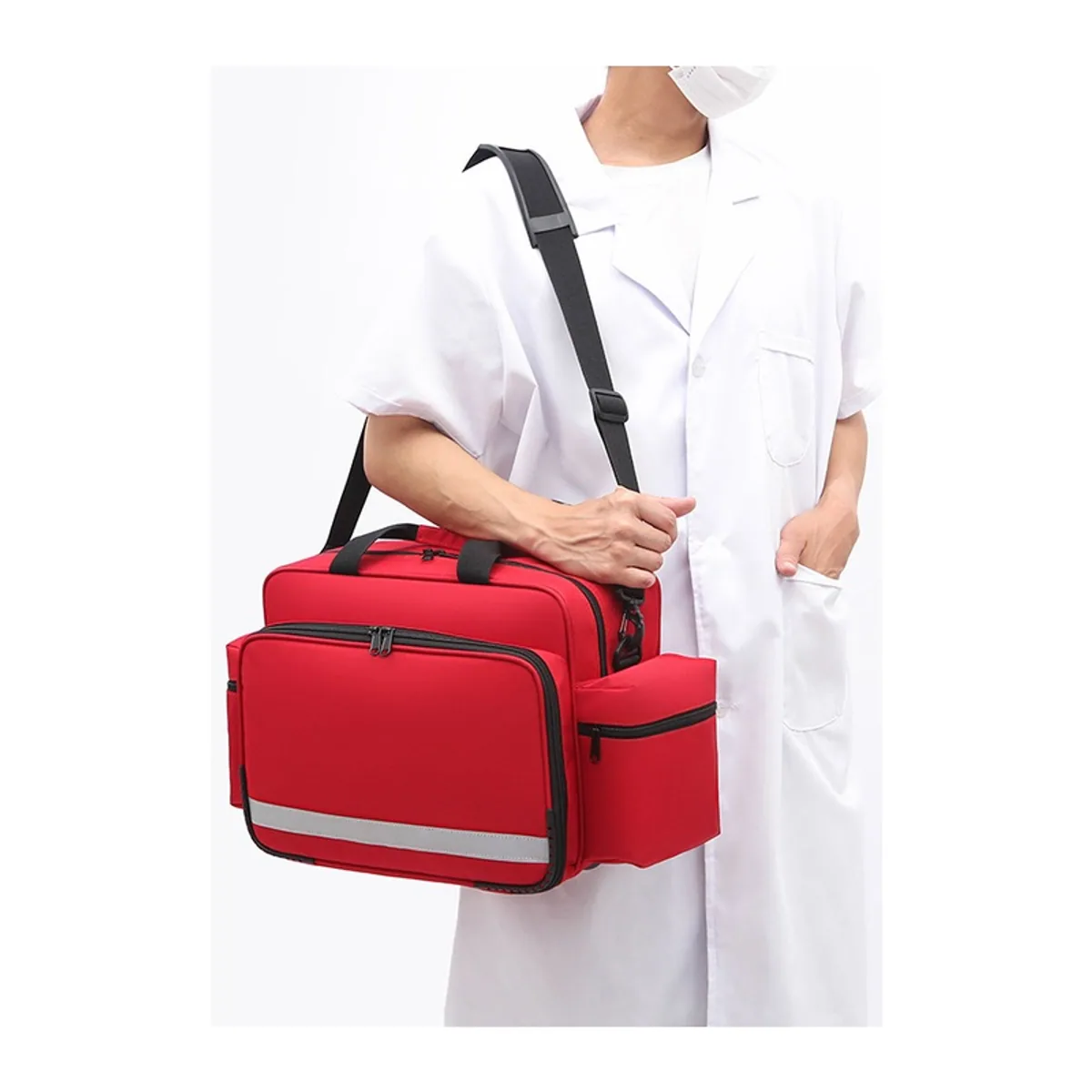 Red/Navy Blue portable first aid bags detail view 4 - SKU 08839