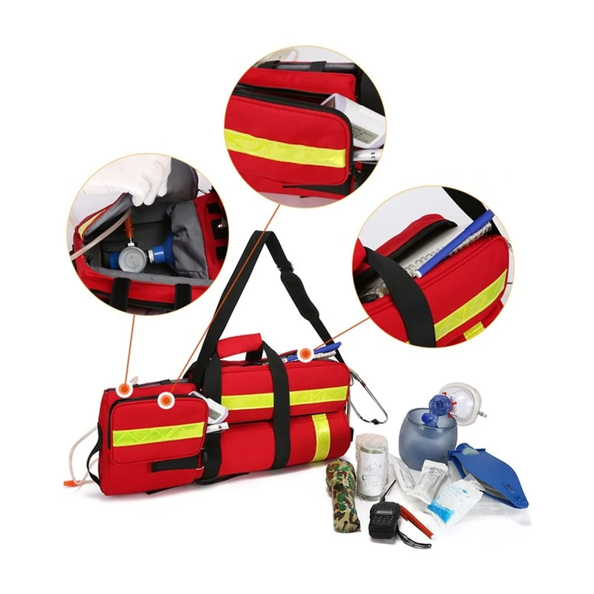 Red/Black/Navy/Orange/Red+hook/Black+hook/Navy+hook/Orange+hook portable first aid bags detail view 2 - SKU 08843