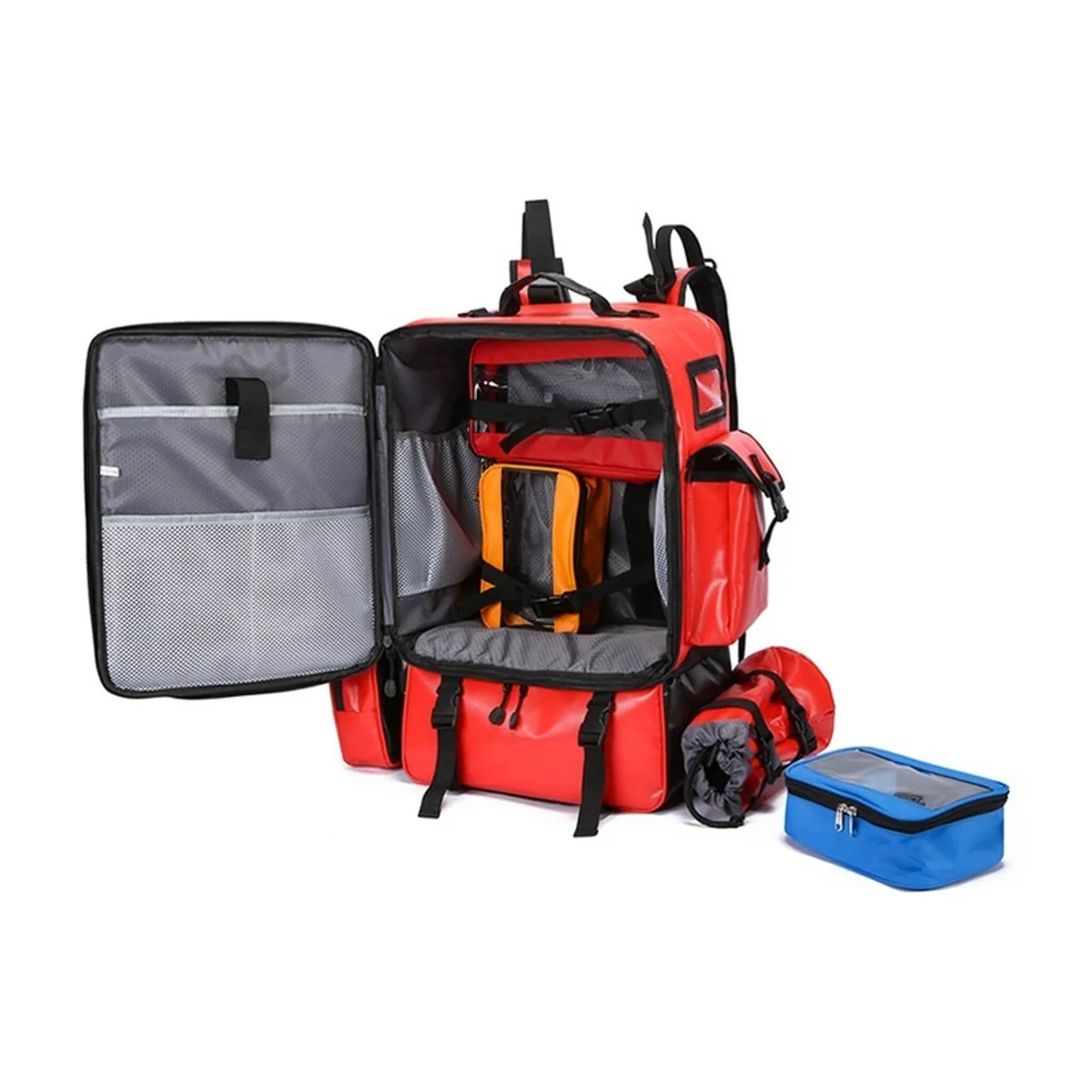 Red/Royal Blue waterproof pvc rescue bags detail view 2 - SKU 08863