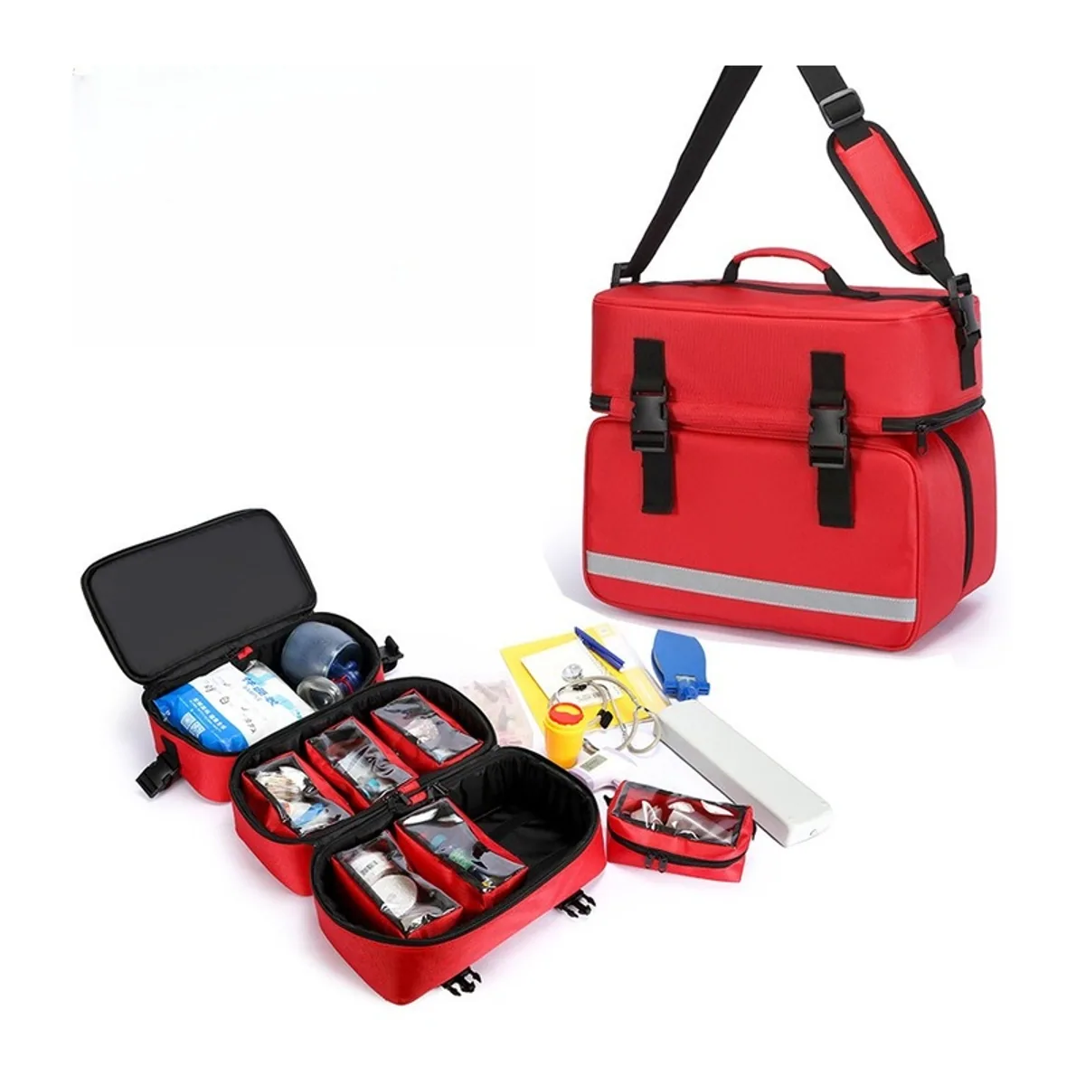 Red，Orange/Blue portable first aid bags detail view 2 - SKU 08870