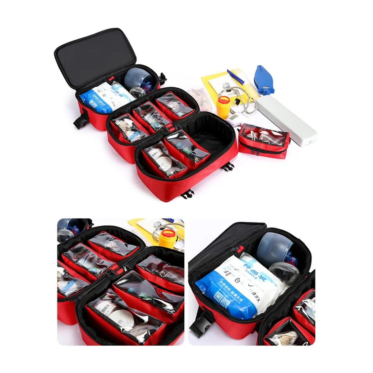 Red，Orange/Blue portable first aid bags detail view 4 - SKU 08870