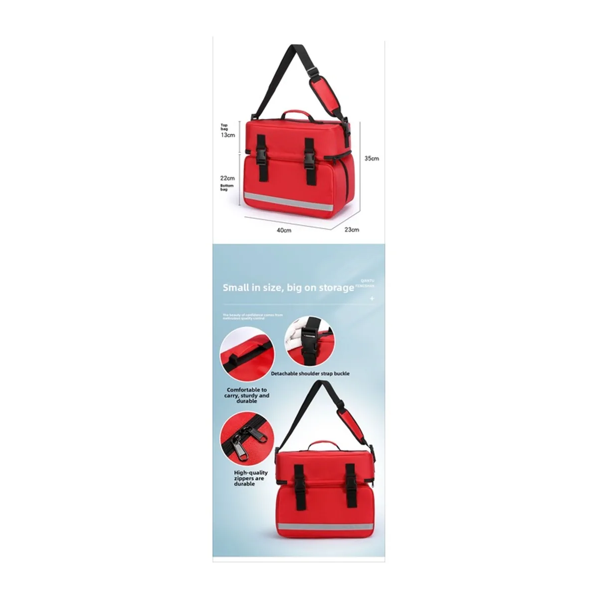 Red，Orange/Blue portable first aid bags detail view 6 - SKU 08870