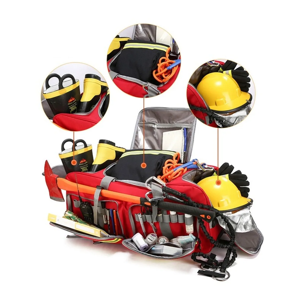 Red/Orange/Black/Navy Blue trolley rescue bags detail view 2 - SKU 09903