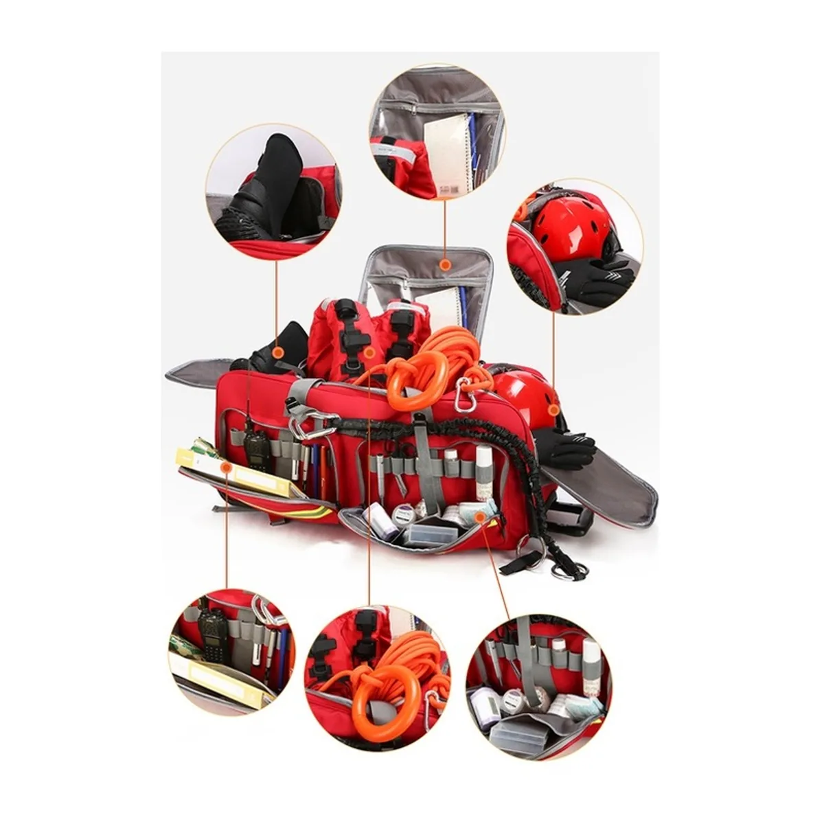 Red/Orange/Black/Navy Blue trolley rescue bags detail view 4 - SKU 09903