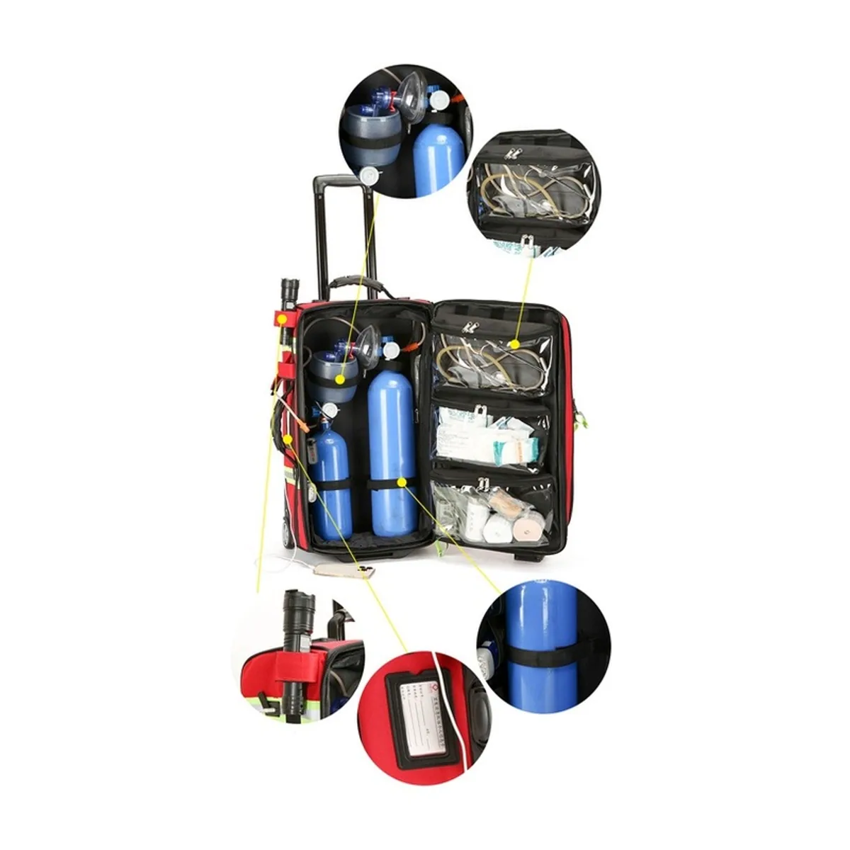 Red/Black trolley rescue bags detail view 1 - SKU 09904