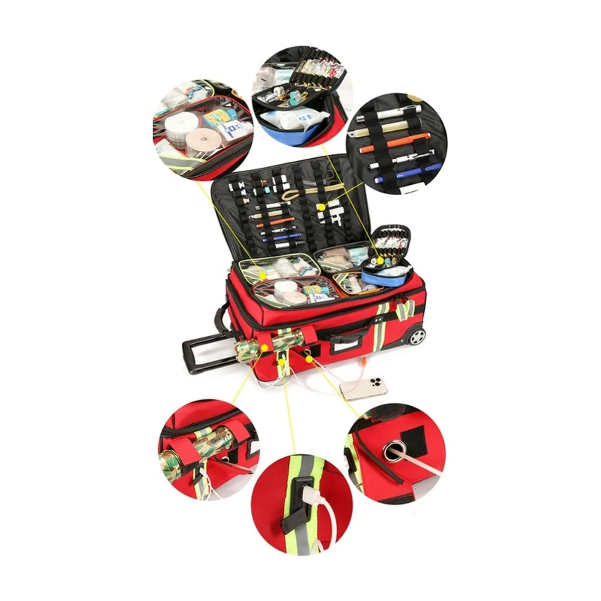 Red/Black trolley rescue bags detail view 2 - SKU 09904