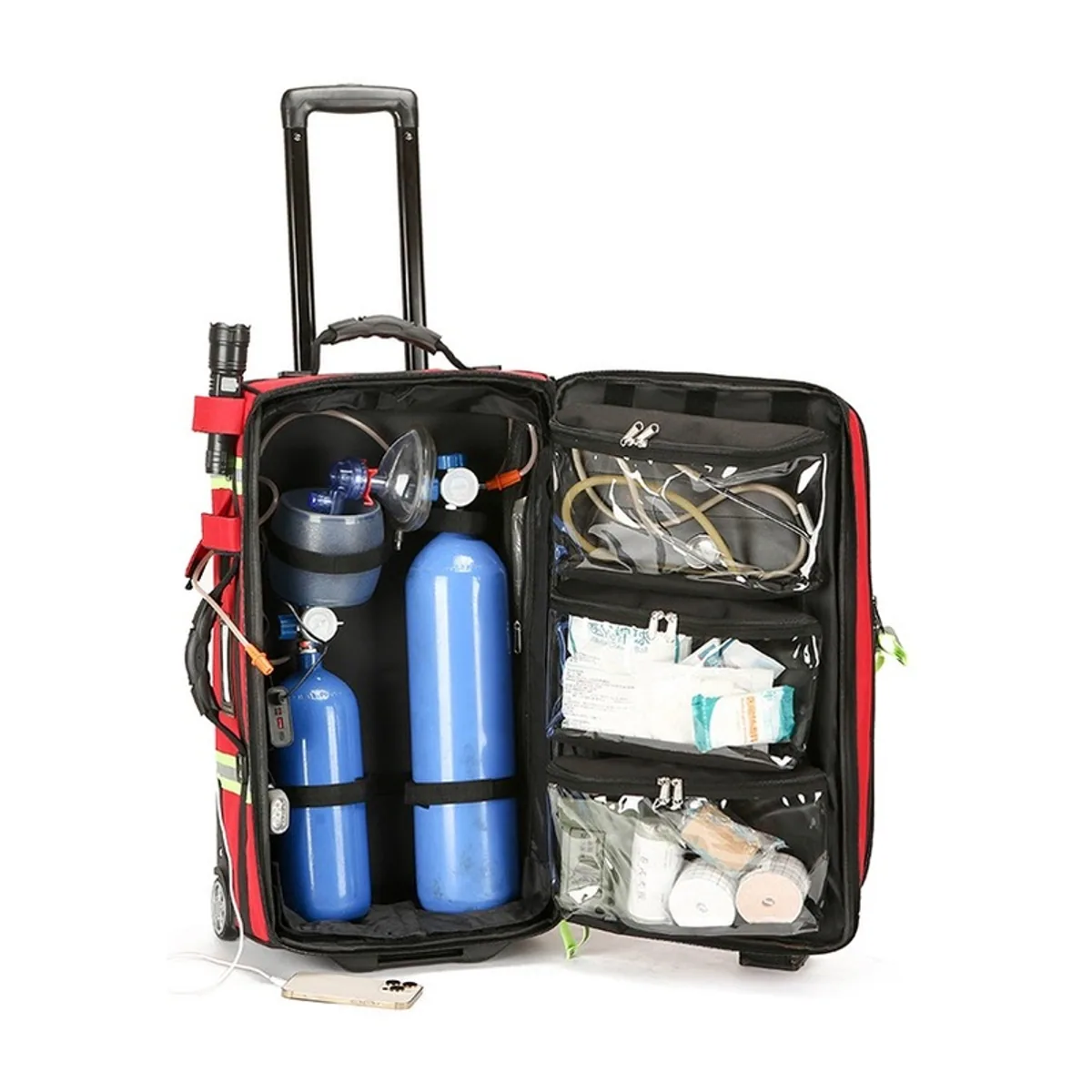 Red/Black trolley rescue bags detail view 4 - SKU 09904