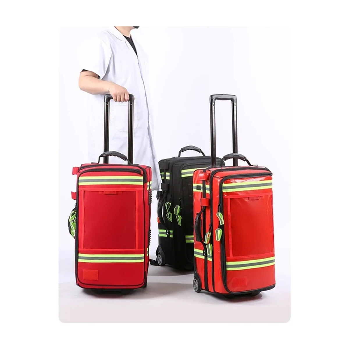 Red/Black trolley rescue bags detail view 5 - SKU 09904