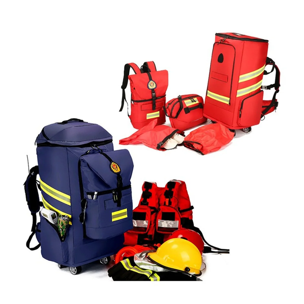 Red/Orange/Navy Blue trolley rescue bags detail view 3 - SKU 09905