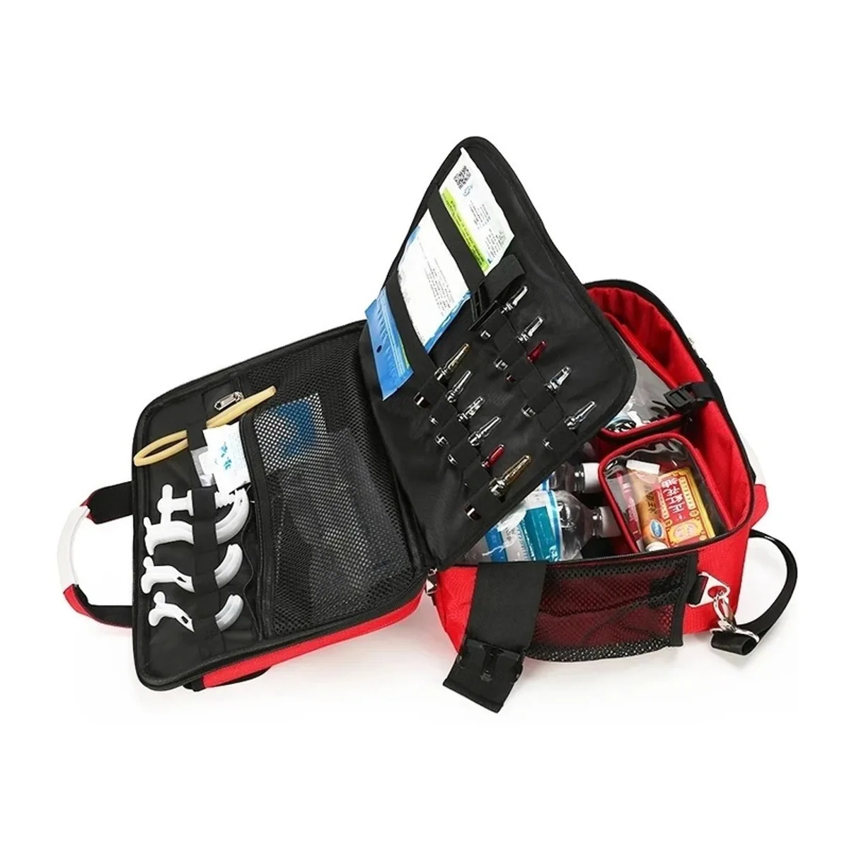 Red/Orange/Black/Royal Blue medical emergency backpacks detail view 1 - SKU 09906