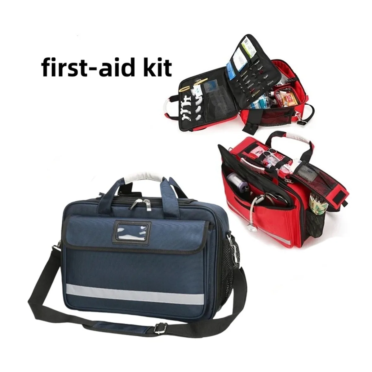 Red/Orange/Black/Royal Blue medical emergency backpacks detail view 2 - SKU 09906